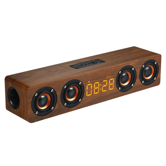 W8C Wooden Clock Subwoofer Bluetooth Speaker, Support TF Card & U Disk & 3.5mm AUX(Brown Wood) - Desktop Speaker by buy2fix | Online Shopping UK | buy2fix
