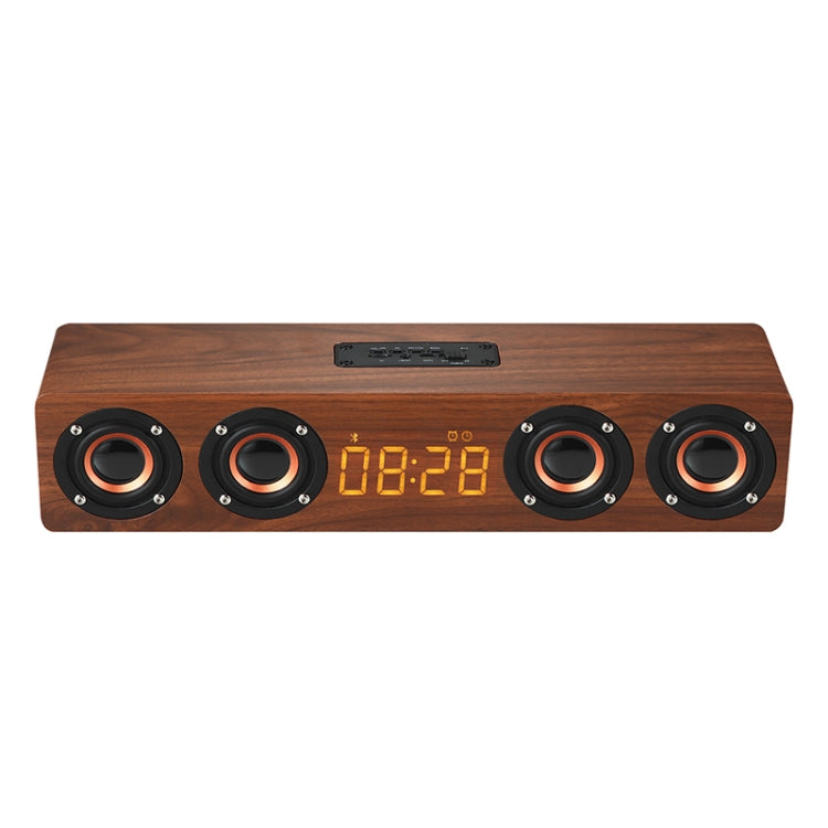 W8C Wooden Clock Subwoofer Bluetooth Speaker, Support TF Card & U Disk & 3.5mm AUX(Brown Wood) - Desktop Speaker by buy2fix | Online Shopping UK | buy2fix