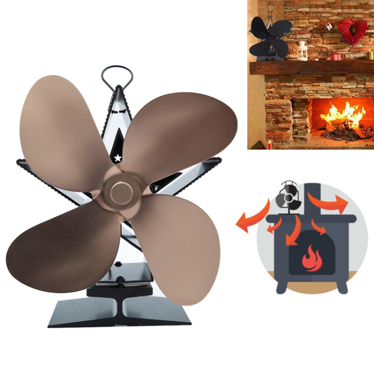 4-Blade Aluminum Heat Powered Fireplace Stove Fan (Bronze) - Consumer Electronics by buy2fix | Online Shopping UK | buy2fix