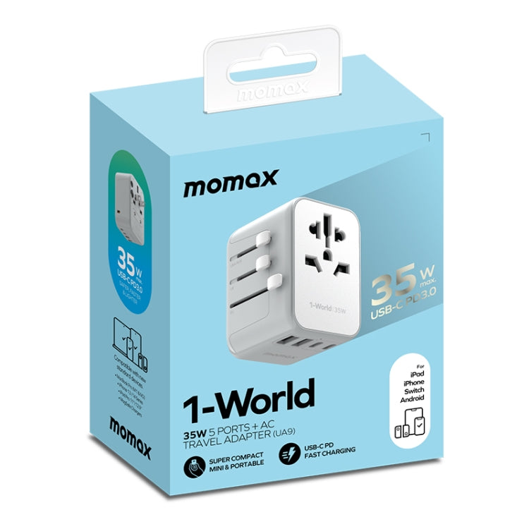 MOMAX 1-World UA9 PD 35W Fast Charger Power Adapter(Black) - USB Charger by MOMAX | Online Shopping UK | buy2fix