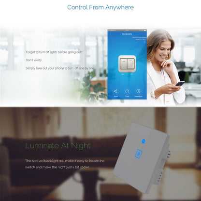WS-UK-01 EWeLink APP & Touch Control 2A 1 Gang Tempered Glass Panel Smart Wall Switch, AC 90V-250V, UK Plug - Consumer Electronics by buy2fix | Online Shopping UK | buy2fix