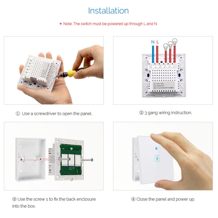 WS-UK-02 EWeLink APP & Touch Control 2A 2 Gangs Tempered Glass Panel Smart Wall Switch, AC 90V-250V, UK Plug - Consumer Electronics by buy2fix | Online Shopping UK | buy2fix