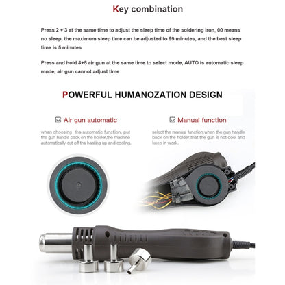 BAKU BA-942D 110V 700W 2 in 1 Digital Display Adjustable Temperature Hot Air Gun Set, US Plug - Electric Soldering Iron by BAKU | Online Shopping UK | buy2fix