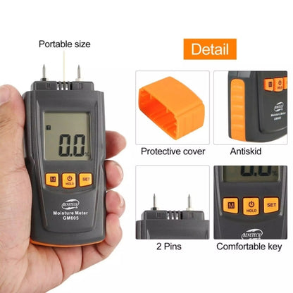 BENETECH GM605 Digital Wood Moisture Meter Humidity Tester Timber Damp Detector - Consumer Electronics by BENETECH | Online Shopping UK | buy2fix