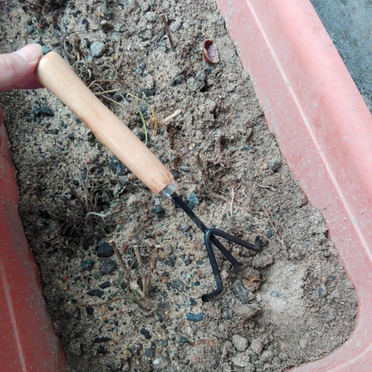 Rake Shovel Digging Trowel 3 in 1  Wooden Handle Metal Head Mini Garden Plant Tool Gardening Tool Garden Flower Tools Garden Tools Combination Set - Home & Garden by buy2fix | Online Shopping UK | buy2fix