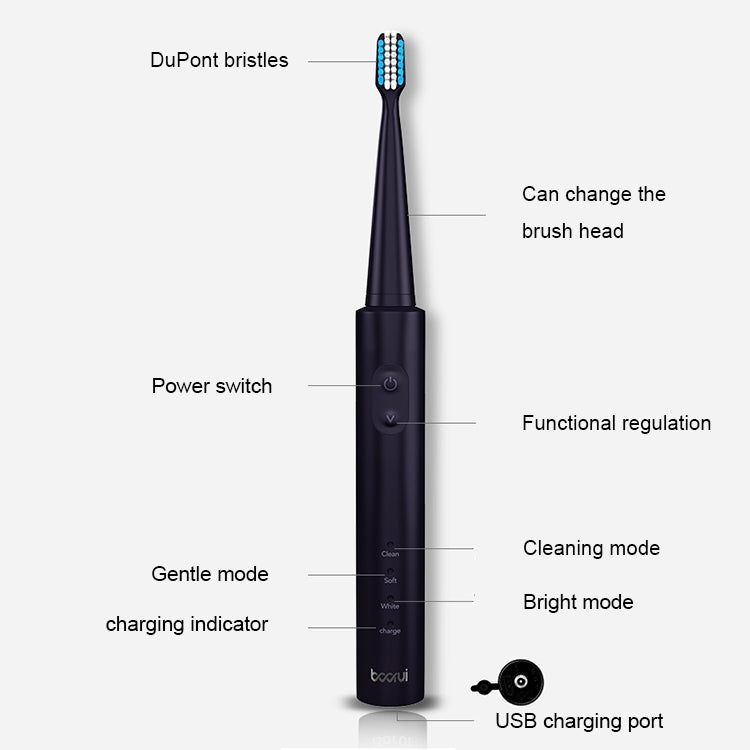 USB Wireless Charge Sonic Electric Toothbrush Adult Oral Hygiene Rechargeable Ultrasonic Tooth Brush with 4 Brush Heads (Green) - Toothbrushes by buy2fix | Online Shopping UK | buy2fix