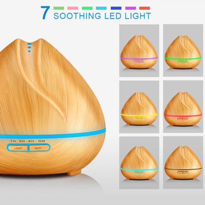 Peach Shape Wood Grain Remote Control Ultrasonic Humidifier Aromatherapy Machine Automatic Alcohol Sprayer with LED Lights, Capacity: 400mL, AU Plug (Dark Wood Color) - Home & Garden by buy2fix | Online Shopping UK | buy2fix