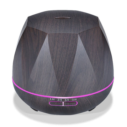 Diamond Wood Grain Remote Control Ultrasonic Humidifier Aromatherapy Machine Automatic Alcohol Sprayer with LED Lights, Capacity: 400mL, EU Plug (Dark Wood Color) - Home & Garden by buy2fix | Online Shopping UK | buy2fix