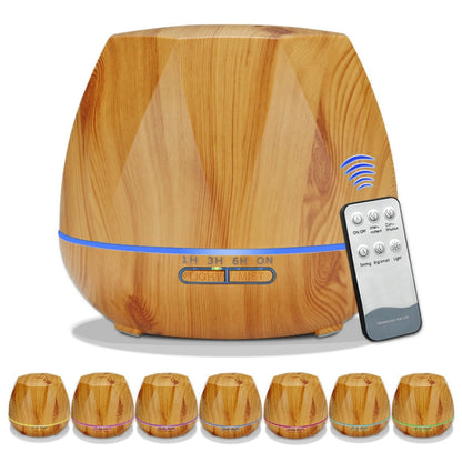 Diamond Wood Grain Remote Control Ultrasonic Humidifier Aromatherapy Machine Automatic Alcohol Sprayer with LED Lights, Capacity: 400mL, EU Plug (Light Wood Color) - Home & Garden by buy2fix | Online Shopping UK | buy2fix