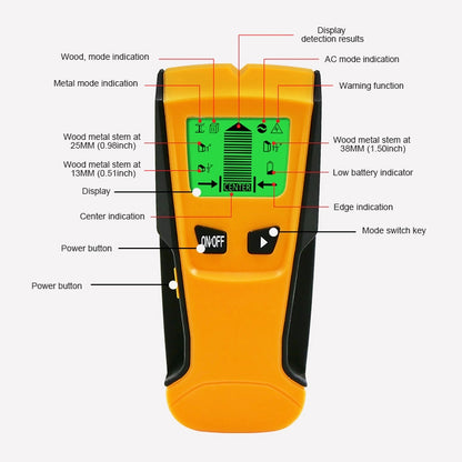 TH210 3 in 1 Wall Metal Detector for Voltage and Cable with Metal Detection Function - Consumer Electronics by buy2fix | Online Shopping UK | buy2fix