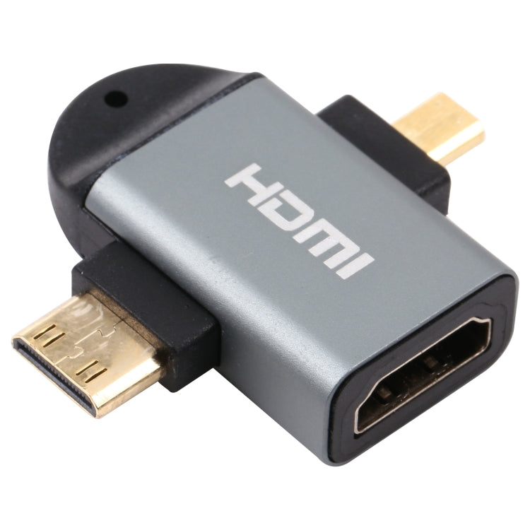 2 in 1 Mini HDMI Male + Micro HDMI Male to HDMI Female Gold-plated Head Adapter - Adapter by buy2fix | Online Shopping UK | buy2fix