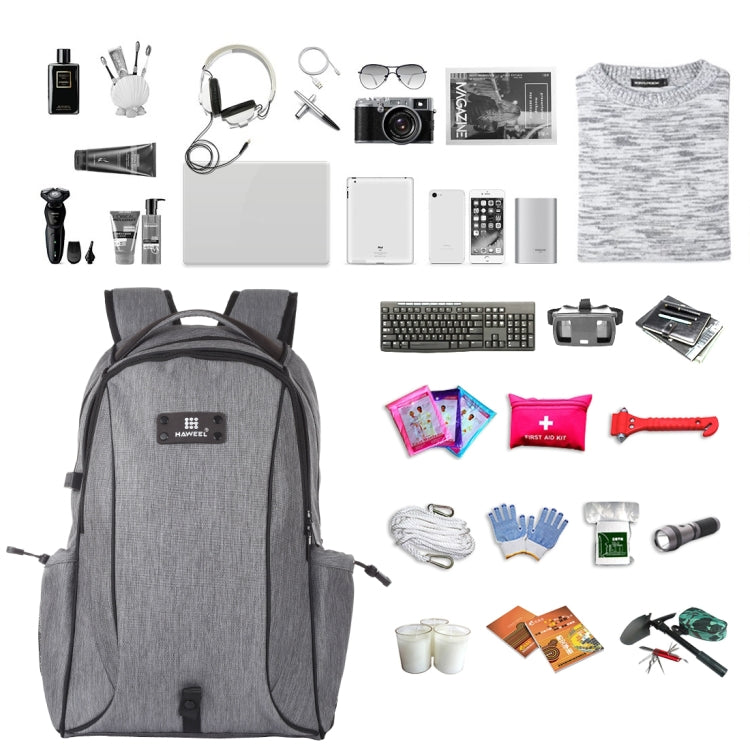 HAWEEL Outdoor Portable Canvas Dual Shoulders Laptop Backpack(Grey) - Backpack by HAWEEL | Online Shopping UK | buy2fix