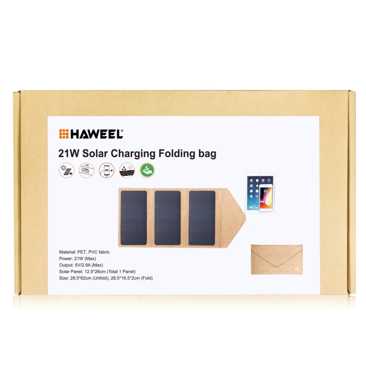 HAWEEL 21W Foldable Solar Panel Charger with 5V 2.9A Max Dual USB Ports(Yellow) - Charger by HAWEEL | Online Shopping UK | buy2fix