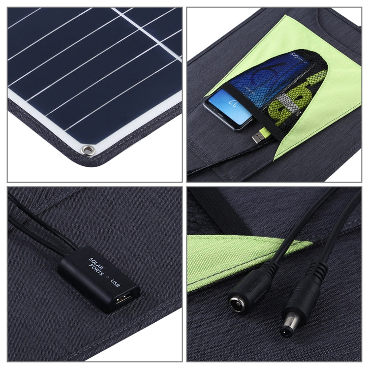 HAWEEL 5 PCS 20W Monocrystalline Silicon Solar Power Panel Charger, with USB Port & Holder & Tiger Clip, Support QC3.0 and AFC(Black) - Charger by HAWEEL | Online Shopping UK | buy2fix