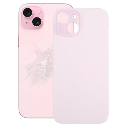 For iPhone 15 Easy Replacement Big Camera Hole Glass Back Battery Cover(Pink) -  by buy2fix | Online Shopping UK | buy2fix