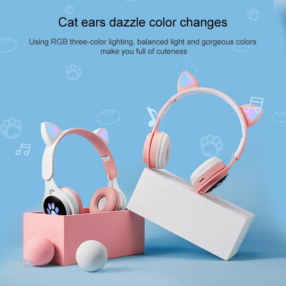 B30 Cat Paw Cat Ears Colorful Luminous Foldable Bluetooth Headset with 3.5mm Jack & TF Card Slot(Black) - Headset & Headphone by buy2fix | Online Shopping UK | buy2fix