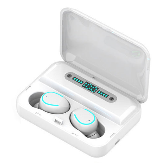 F9-5U Four-bar Breathing Light + Digital Display Noise Reduction Touch Bluetooth Earphone with Charging Box (White) - Bluetooth Earphone by buy2fix | Online Shopping UK | buy2fix