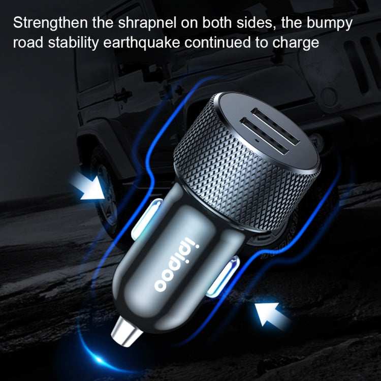 ipipoo XP-2 Dual USB Car Fast Charging Charger with Android Line(White) - In Car by ipipoo | Online Shopping UK | buy2fix