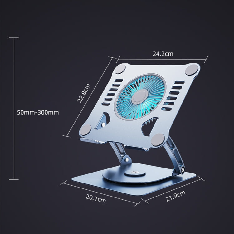 R- JUST HZ22-1 Rotating Dual-purpose Desktop Fan Aluminum Alloy Laptop Stand (Grey) - MacBook Holder by R-JUST | Online Shopping UK | buy2fix