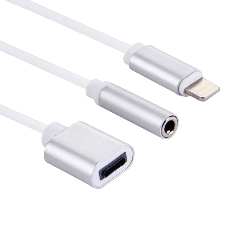 10cm 8 Pin Female & 3.5mm Audio Female to 8 Pin Male Charger&#160;Adapter Cable, Support All IOS Systems(Silver) - Earphone Adapter by buy2fix | Online Shopping UK | buy2fix