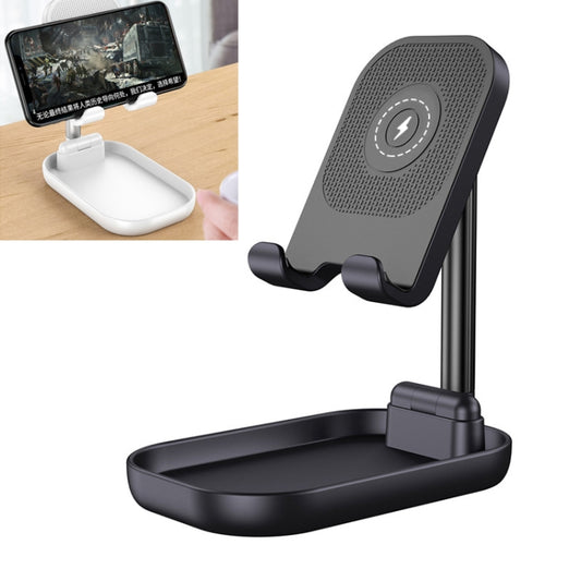 WS2 Portable Foldable Mobile Phone Tablet Wireless Charging Desktop Holder Bracket(Black) - Desktop Holder by buy2fix | Online Shopping UK | buy2fix