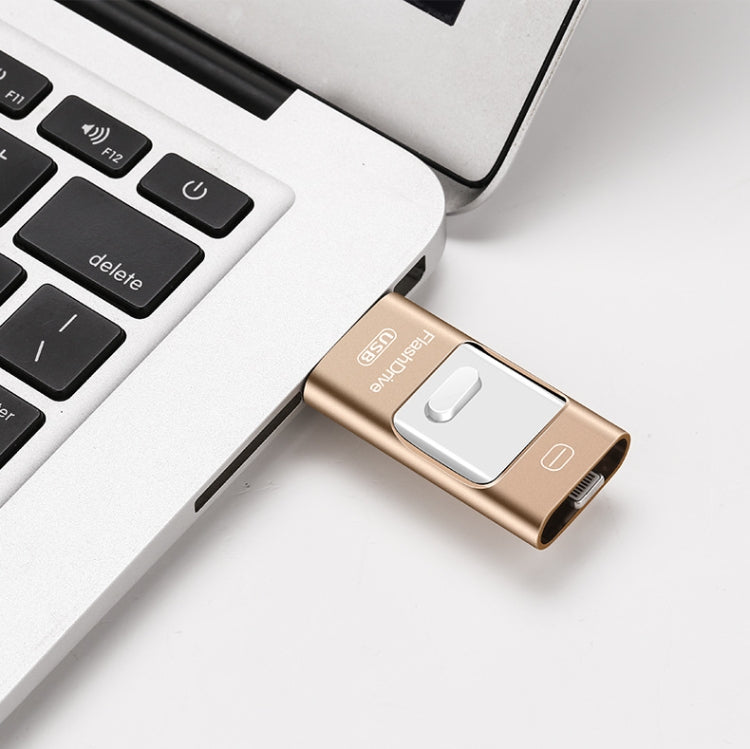 64GB USB 3.0 + 8 Pin + Mirco USB Android iPhone Computer Dual-use Metal Flash Drive (Rose Gold) - U Disk & Card Reader by buy2fix | Online Shopping UK | buy2fix