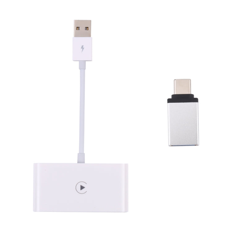 USB + USB-C / Type-C Wired to Wireless Carplay Adapter for iPhone(White) - Bluetooth Adapters by buy2fix | Online Shopping UK | buy2fix