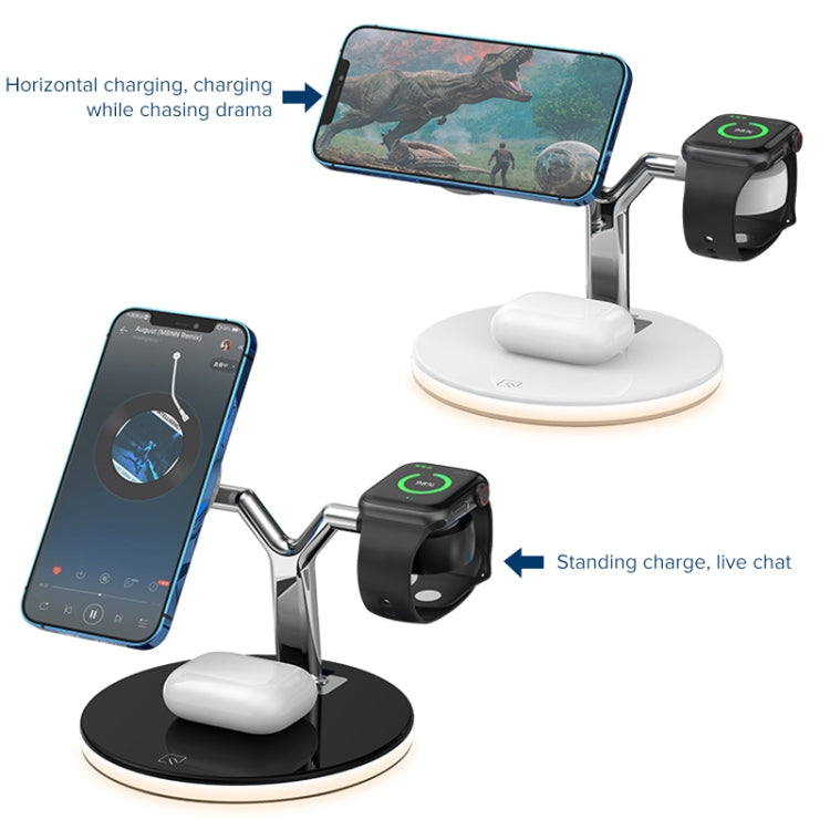 3 in 1 15W Multi-function Magnetic Wireless Charger for Mobile Phones & Apple Watches & AirPods 1 / 2 / Pro, with Colorful LED Light(Black) - Apple Accessories by buy2fix | Online Shopping UK | buy2fix