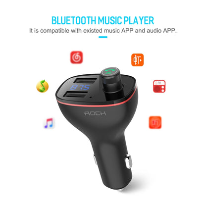 Rock B300 Wireless Bluetooth V4.2 FM Transmitter Radio Adapter Car Charger, With Dual USB Output & Hand-Free Calling, Music Player Support USB Flash Drive & U Disk, Compatible with IOS & Android - Bluetooth Car Kits by ROCK | Online Shopping UK | buy2fix