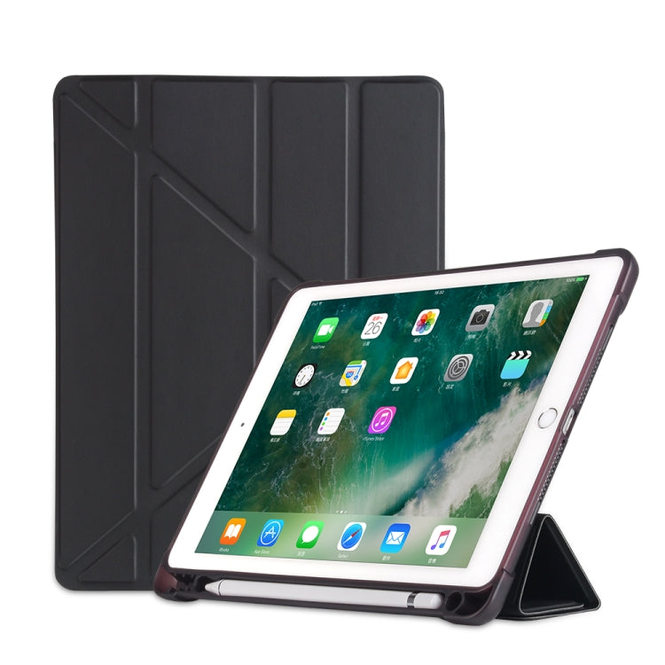 Multi-folding Shockproof TPU Protective Case for iPad 9.7 (2018) / 9.7 (2017) / air / air2, with Holder & Pen Slot(Black) - Apple Accessories by buy2fix | Online Shopping UK | buy2fix