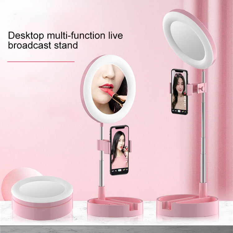 WK G3 Folding Storage Type Desktop Multi-function Live Light Makeup Mirror Holder (White) - Consumer Electronics by WK | Online Shopping UK | buy2fix