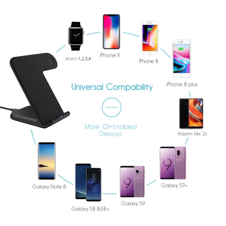 F11 Vertical Magnetic Wireless Charger for QI Charging Standard Mobile Phones & Apple Watch Series (Black) - Apple Accessories by buy2fix | Online Shopping UK | buy2fix