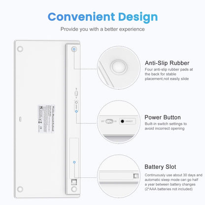 WB-8022 Ultra-thin Wireless Bluetooth Keyboard for iPad, Samsung, Huawei, Xiaomi, Tablet PCs or Smartphones, Portuguese Keys(Silver) - Computer & Networking by buy2fix | Online Shopping UK | buy2fix
