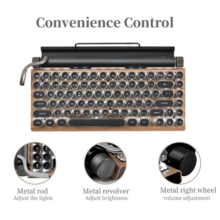 TW1867 Round Retro Punk Keycap Mechanical Wireless Bluetooth Keyboard (Black) - Wireless Keyboard by buy2fix | Online Shopping UK | buy2fix