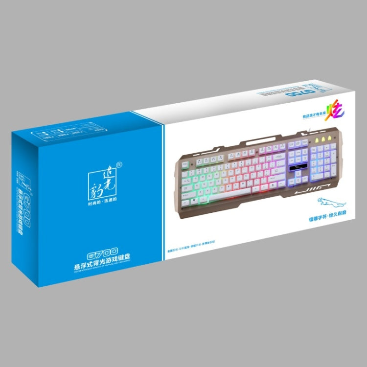 ZGB G700 104 Keys USB Wired Mechanical Feel Glowing Metal Panel Suspension Gaming Keyboard with Phone Holder(Gold) - Wired Keyboard by buy2fix | Online Shopping UK | buy2fix