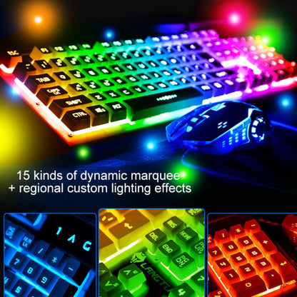 YINDIAO K002 USB Wired Mechanical Feel Sound Control RGB Backlight Keyboard + Optical Silent Mouse + Headset Set(Black) - Wired Keyboard by YINDIAO | Online Shopping UK | buy2fix