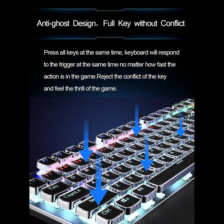 AULA F2088 108 Keys Mixed Light Mechanical Blue Switch Wired USB Gaming Keyboard with Metal Button(Black) - Wired Keyboard by AULA | Online Shopping UK | buy2fix