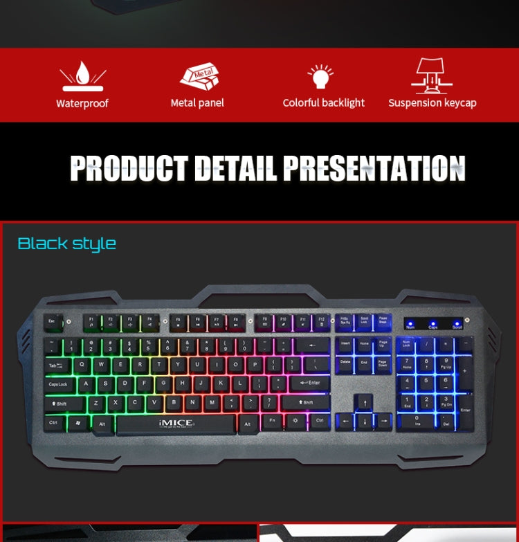 iMICE AK-400 USB Interface 104 Keys Wired Colorful Backlight Gaming Keyboard for Computer PC Laptop(Black) -  by iMICE | Online Shopping UK | buy2fix