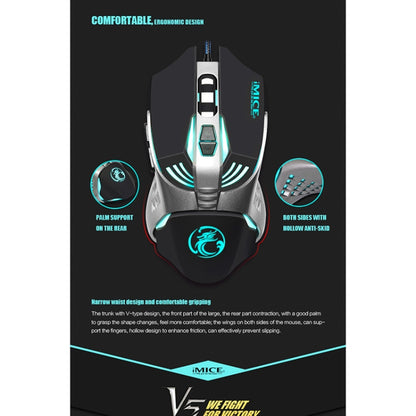 iMICE V5 USB 7 Buttons 4000 DPI Wired Optical Colorful Backlight Gaming Mouse for Computer PC Laptop (White) - Wired Mice by iMICE | Online Shopping UK | buy2fix