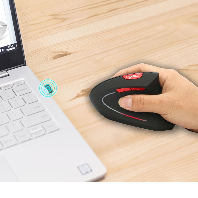 HXSJ T24 6 Buttons 2400 DPI 2.4G Wireless Vertical Ergonomic Mouse with USB Receiver(Black) - Wireless Mice by HXSJ | Online Shopping UK | buy2fix