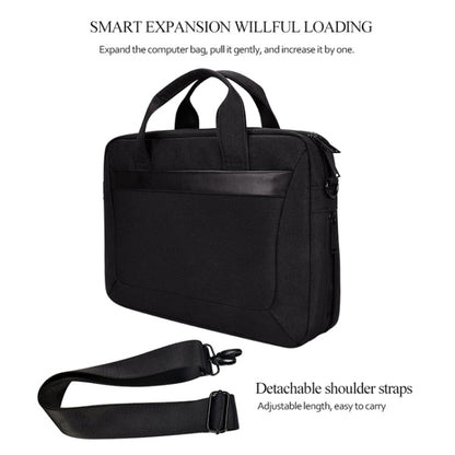 DJ06 Oxford Cloth Waterproof Wear-resistant Portable Expandable Laptop Bag for 15.4 inch Laptops, with Detachable Shoulder Strap(Black) - 15 inch by buy2fix | Online Shopping UK | buy2fix