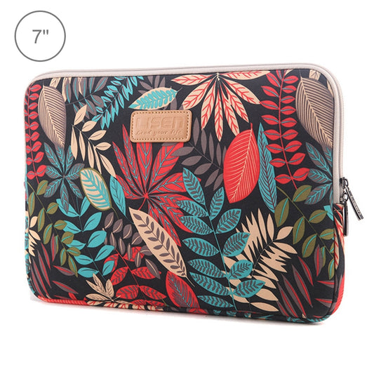 Lisen 7.0 inch Sleeve Case Colorful Leaves Zipper Briefcase Carrying Bag(Black) - Other by buy2fix | Online Shopping UK | buy2fix