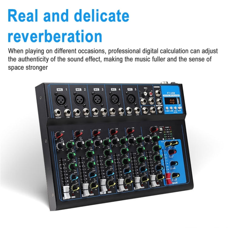 F7 Home 7-channel Bluetooth USB Reverb Mixer, US Plug(Black) - Consumer Electronics by buy2fix | Online Shopping UK | buy2fix