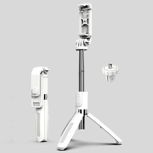 L02 100cm Multi-function Adjustable Bluetooth Self-timer Pole Tripod Selfie Stick (White) - Consumer Electronics by buy2fix | Online Shopping UK | buy2fix