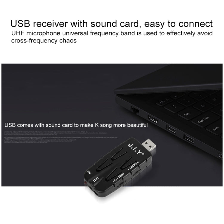 J.I.Y K Song Wireless Microphones for TV PC with Audio Card USB Receiver (Black) - Consumer Electronics by buy2fix | Online Shopping UK | buy2fix