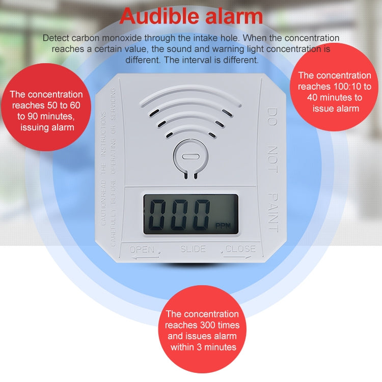 JSN-997 Mini LCD Digital Display Carbon Monoxide Detection Alarm without Battery - Security by buy2fix | Online Shopping UK | buy2fix