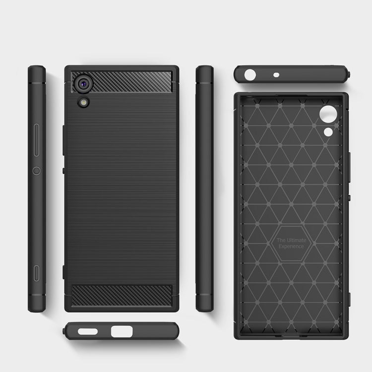 For Sony Xperia XA1 Brushed Texture Carbon Fiber Shockproof TPU Rugged Armor Protective Case(navy) - Mobile Accessories by buy2fix | Online Shopping UK | buy2fix