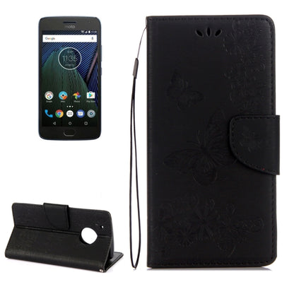 For Motorola Moto G5 Plus Pressed Flowers Butterfly Pattern Horizontal Flip Leather Case with Holder & Card Slots & Wallet(Black) - Motorola Cases by buy2fix | Online Shopping UK | buy2fix