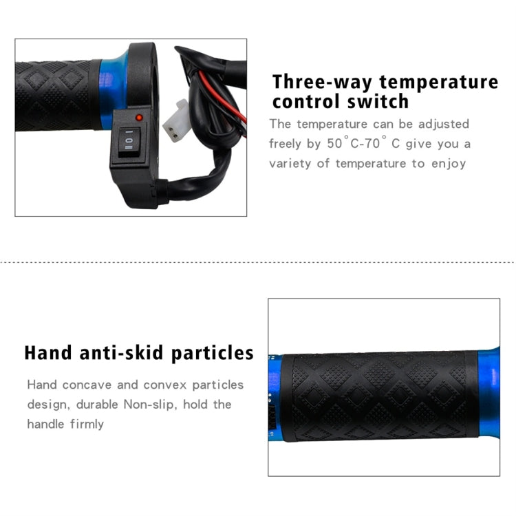 CS-764A2 12V Motorcycle Scooter Aluminum Alloy Electric Hand Grip Cover Heated Grip Handlebar(Blue) - Grips by buy2fix | Online Shopping UK | buy2fix