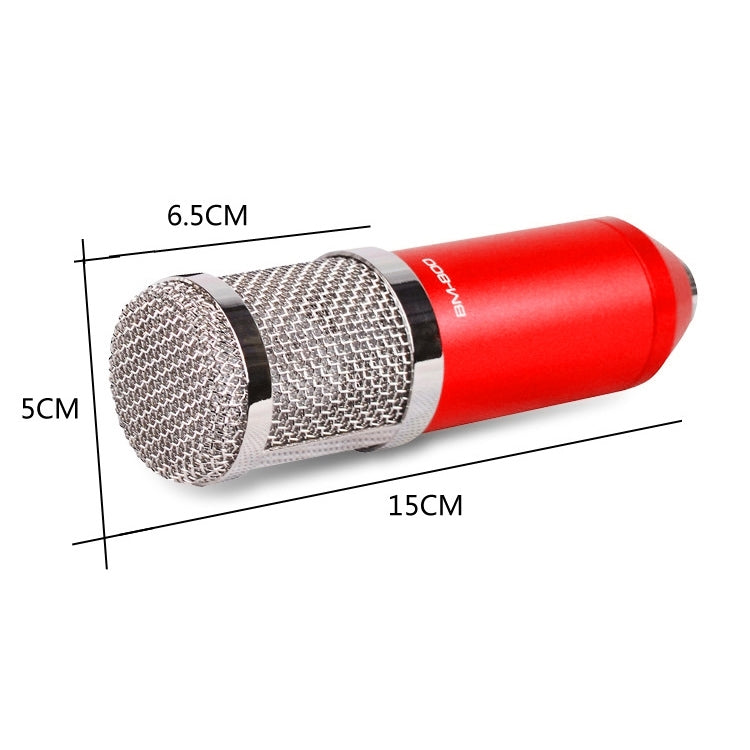 BM-800 3.5mm Studio Recording Wired Condenser Sound Microphone with Shock Mount, Compatible with PC / Mac for Live Broadcast Show, KTV, etc.(Red) - Consumer Electronics by buy2fix | Online Shopping UK | buy2fix